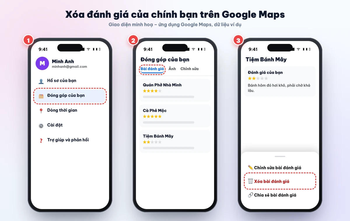 Cách xóa đánh giá của mình trên Google Maps bằng điện thoại