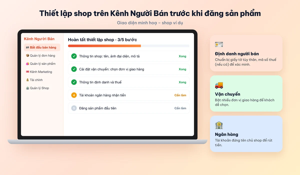Thiết lập shop trên Kênh Người Bán Shopee