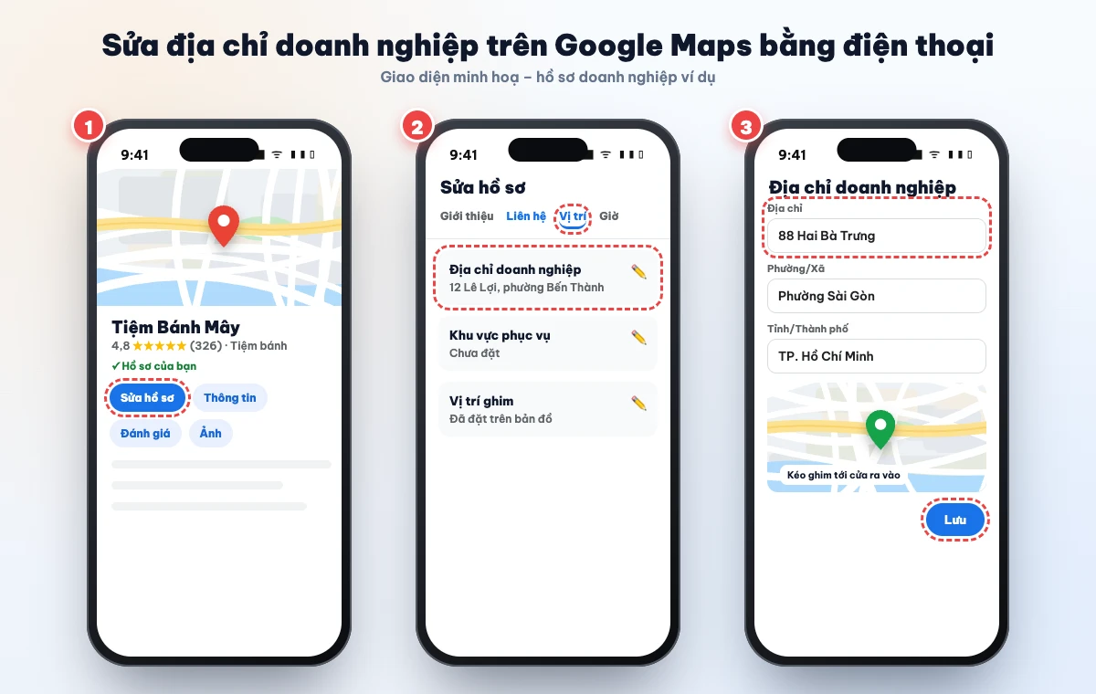 Các bước sửa địa chỉ doanh nghiệp trên Google Maps bằng điện thoại