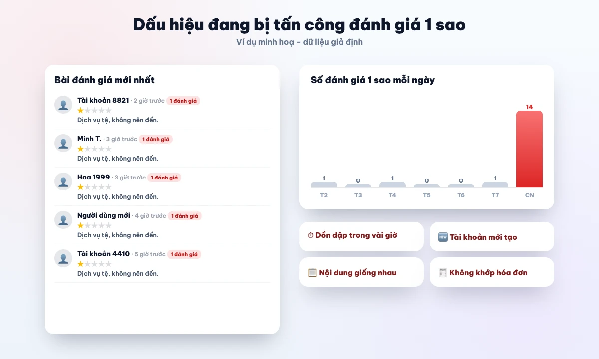 Dấu hiệu hồ sơ Google Maps đang bị tấn công đánh giá 1 sao