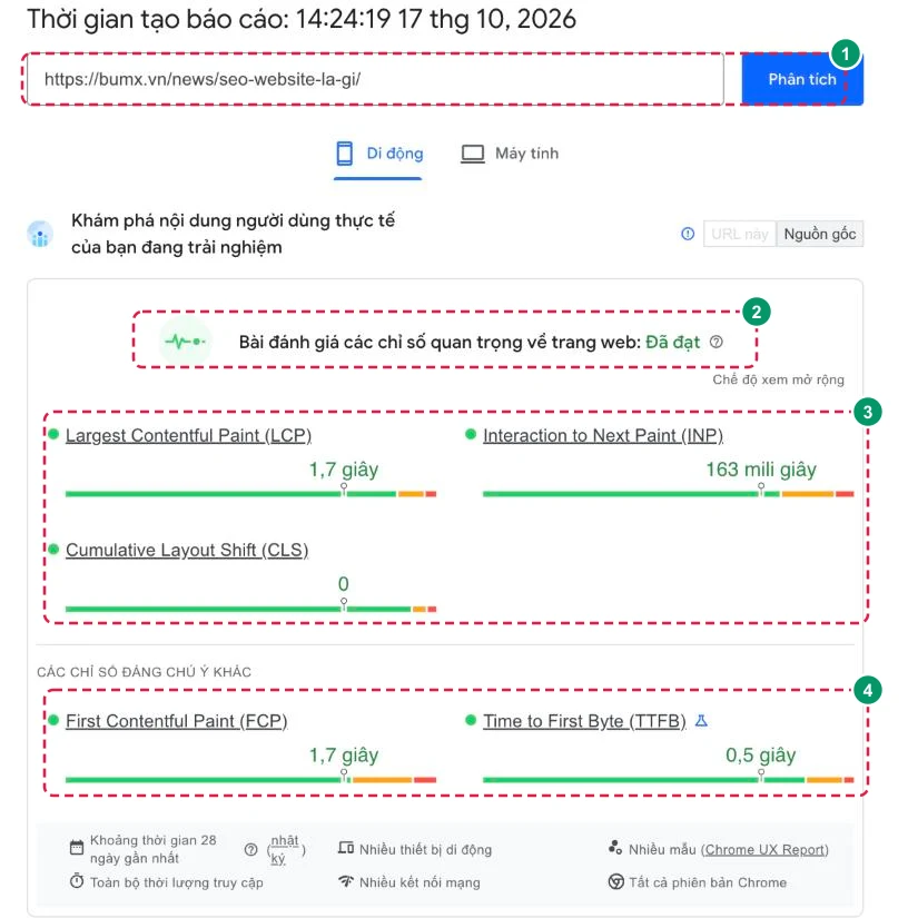 Kiểm tra tốc độ trang bằng PageSpeed Insights