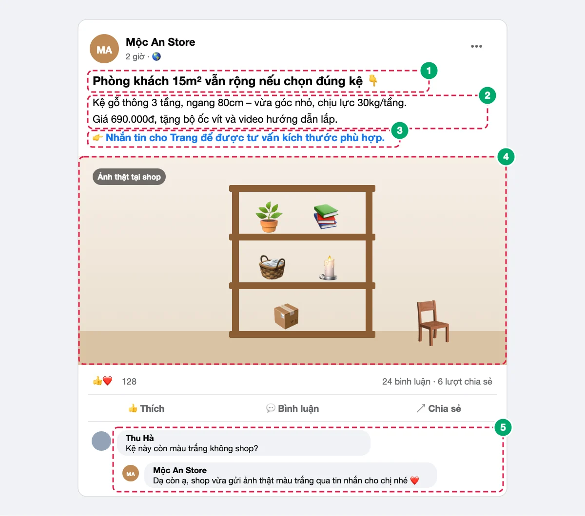 Ví dụ bài đăng bán hàng trên Fanpage