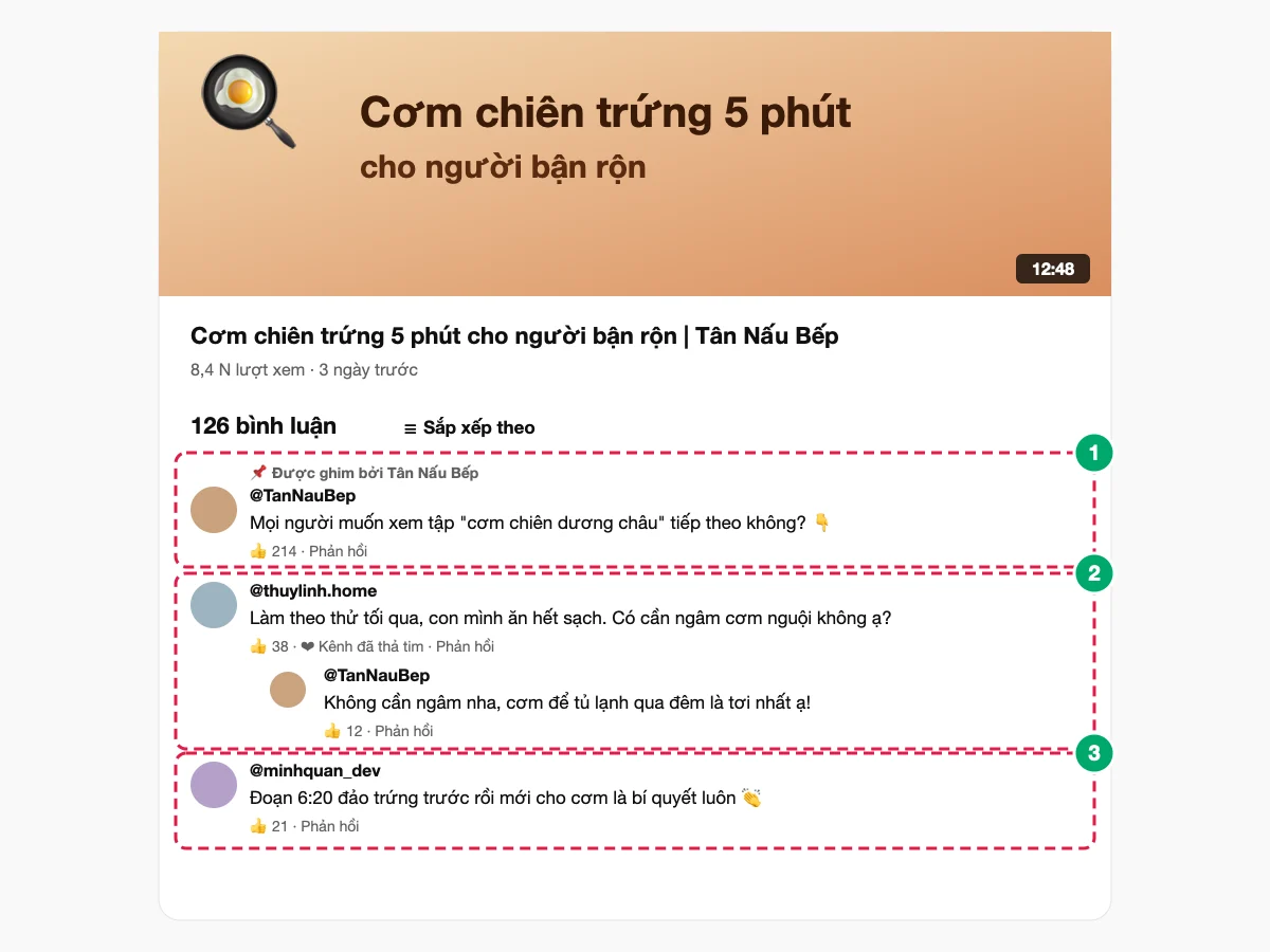 Ví dụ khu vực bình luận sôi nổi dưới video YouTube