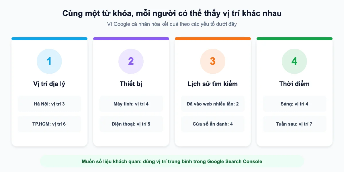 4 lý do mỗi người thấy thứ hạng từ khóa khác nhau