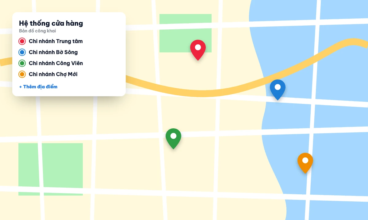 Bản đồ nhiều chi nhánh tạo bằng Google My Maps