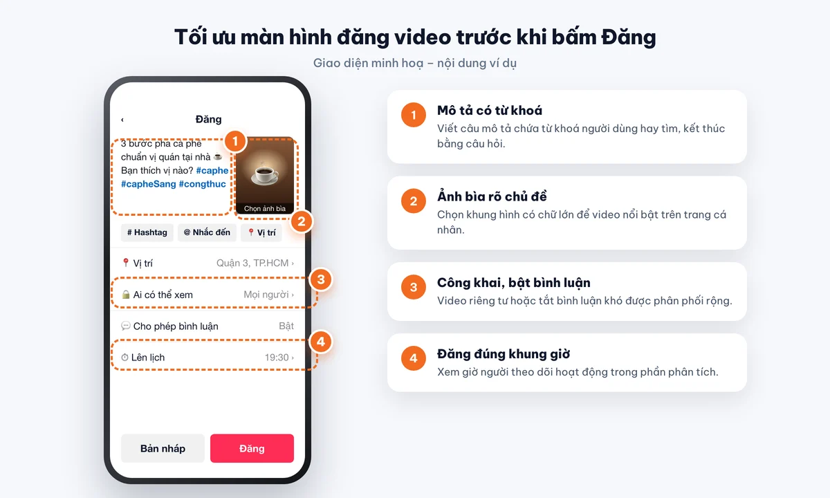 Tối ưu màn hình đăng video TikTok