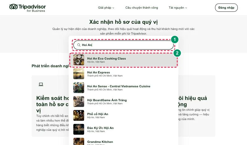 Nhận quản lý trang doanh nghiệp trên TripAdvisor for Business