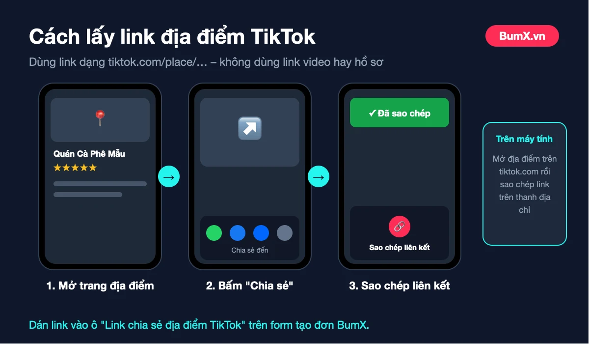Cách lấy link địa điểm TikTok