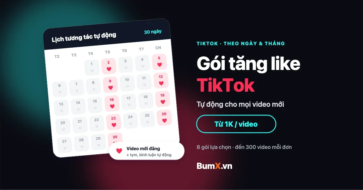Dịch Vụ Mua Gói Tăng Like Ngày Và Tháng TikTok – Từ 1K/Video