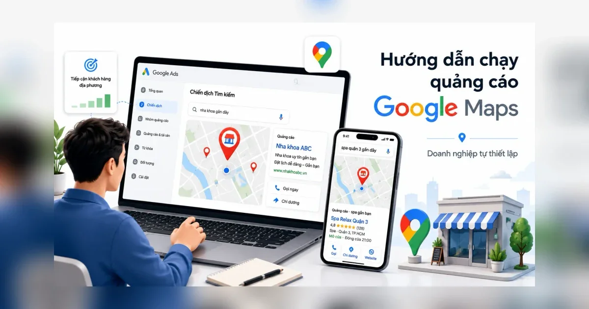 Hướng dẫn chạy quảng cáo Google Maps cho doanh nghiệp 2026