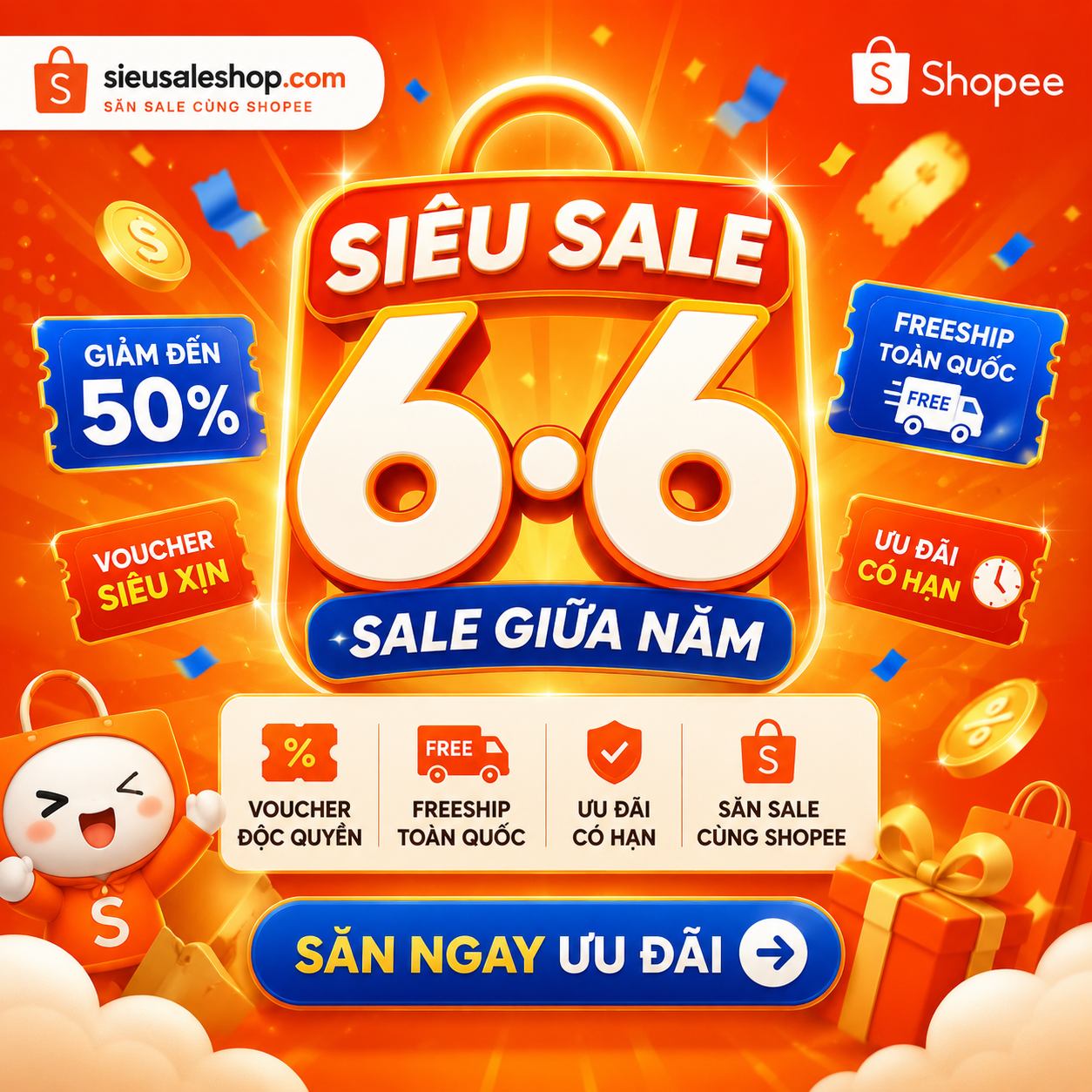 Popup ưu đãi Shopee nổi bật