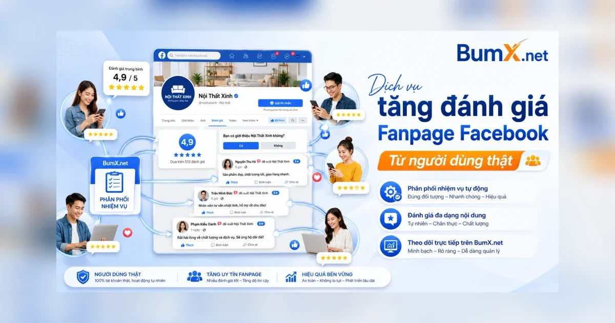 Dịch vụ tăng đánh giá Fanpage Facebook từ người thật (2026)