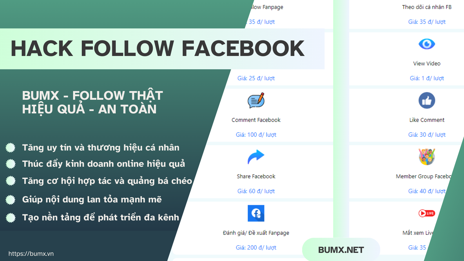 Hướng dẫn mua like follow facebook